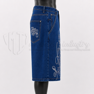 Pantalones Cortos de Mezclilla Personalizados para Hombre, Estilo Baggy, Hasta la Rodilla, Fabricante de Jeans Oversize Streetwear, Venta al por Mayor OEM ODM - Product Image 5