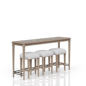Tavolo Console con 3 Sgabelli in Vetro Satinato per Ambienti Bar - Product Image 1