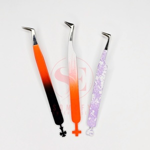 Nouvelle Collection Pince à cils professionnelle de Noël Orange Noir Logo personnalisé Pince à cils à pointe sans fibre Durable de haute qualité - Product Image 2