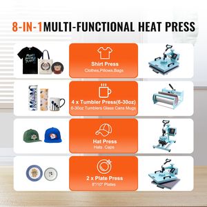Pressa a Caldo 8 in 1 per Trasferimento Termico, Pressa per Tumbler da 6-30 oz, Rotazione a 360 Gradi, 15x15 Pollici, per T-shirt - Product Image 2