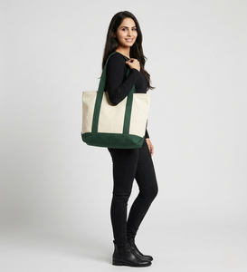 Aiyi Custom Heavy Duty Large Capacity Letter Pattern <b>Medium</b> <b>Size</b> Shoulder Split Canvas Cotton Tote <b>Bag</b> Hand Length Handle - Product Image 2