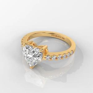 Bague de fiançailles de luxe en or massif 14 carats avec diamant en forme de cœur pour femme, bijou durable pour les occasions de fête - Product Image 3