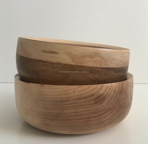Tazón de madera de acacia natural hecho a mano, fiambrera desechable ecológica, entrega rápida, diseño de granja rústico para fiestas, cenas - Product Image 3