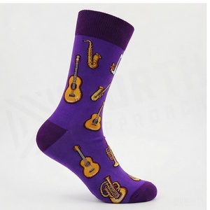 Crew <b>Socks</b> With <b>Musical</b> Instruments Print Breathable Knitted For Adults Casual Spring Season - Product Image 3
