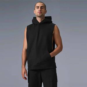 Gilet à capuche sans manches pour homme, couleur unie, coupe décontractée, respirant, en coton French Terry, pour l'automne, style athlétique moderne - Product Image 1
