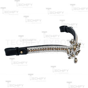 Fronture de Cheval de Luxe en Cristal avec Strass Transparents Champagne, en Cuir Premium, Confortable, Couleur et Taille Personnalisables - Product Image 3