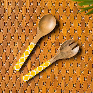 El juego de cubiertos de madera de mango natural hecho a mano ecológico más vendido incluye cucharas y tenedores para bodas y restaurantes - Product Image 1