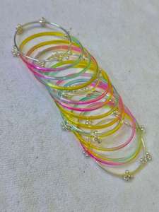 Vibrant Multicolor Kashmiri <b>Glass</b> <b>Bangles</b> Set Transparent Jelly Style with Silver Ghungroo Traditional Handmade Jewelry - Product Image 3