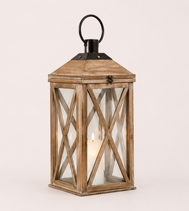 Farol de Madera de Diseño Moderno con Parte Superior de Metal, Portavelas Rústico Antiguo para Decoración del Hogar a Precio Económico - Product Image 5