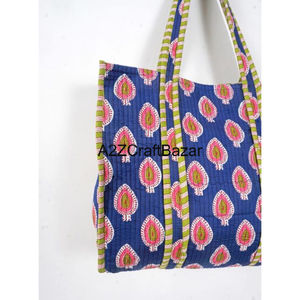 Bolsa de Mano Grande (Más de 50 cm) de Algodón a Rayas para Mujer, con Asa Larga, para la Playa, Viajes, Fiestas, Almacenamiento y Exhibición, Rajasthan A2ZCraftBazar - Product Image 3