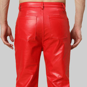 Pantalon en cuir de qualité supérieure, coupe régulière, pour l'hiver, décontracté, respirant, en cuir véritable pour homme - Product Image 6