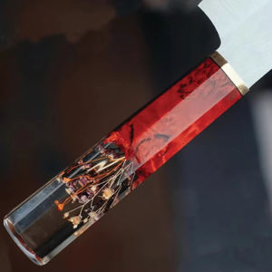Couteau Santoku en acier inoxydable de qualité supérieure, manche en résine, ambidextre, fait main, couteau de chef, cadeau DIY pour père/mère, personnalisation OEM - Product Image 6