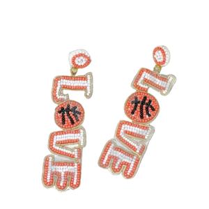 Boucles d'oreilles pendantes de basket-ball en perles bleu orange vintage pour femmes Matériau en tissu à la mode pour les mariages et les jours commémoratifs - Product Image 1