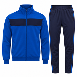Men's Custom Blue Black Tracksuit Set Full Zip <b>Sports</b> Jacket and <b>Trousers</b> Two Piece Athletic Training Suit - Product Image 1