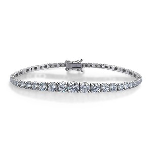 Bracelet tennis en moissanite, argent 925 et acier inoxydable avec zircon rond serti, bracelet perlé tendance pour femme - Product Image 2