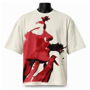 เสื้อยืดกราฟิกโอเวอร์ไซส์แบบกำหนดเองสำหรับผู้ชาย ผ้าฝ้ายพรีเมียม สตรีทแวร์ รับผลิตแบบ OEM ODM - Product Image 1