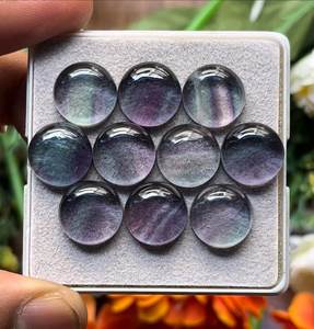 Cabochons en fluorite naturelle, forme ronde, dos plat, taille de la pierre précieuse - 12x12 mm - Product Image 1