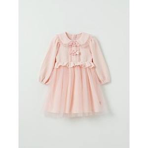 Vestido Ligero Coreano OZKIZ para Niñas de 2 a 6 Años, Primavera/Otoño, Venta al por Mayor, Moda Infantil, Tela de Chifón con Decoración de Volantes - Product Image 1