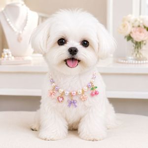 Collar de Perlas para Perro con Cuentas de Macaron, Collar Personalizado con Colgante para Mascotas, para Marcas de Comercio Electrónico y Redes Sociales - Product Image 1