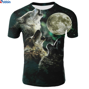 T-shirt à manches courtes pour hommes et femmes, impression par sublimation, décontracté, impression créative 3D, col rond, design graphique, motif loups - Product Image 1