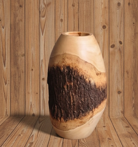 Jarrón de Madera Rústico Hecho a Mano, Recipiente Decorativo para Flores de Mesa, Acabado Natural, Centro de Mesa para Hogar y Bodas, Decoración con Acabado Natural - Product Image 5