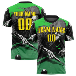 Camiseta de Fútbol Sublimada Personalizada Unisex, Verde y Negra con Diseño de Calavera, Manga Corta, Cuello Redondo, Poliéster que Absorbe la Humedad, Colo-Colo - Product Image 1