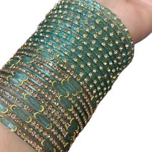 Elegantes Brazaletes de Novia Indios para Mujer, de Cristal Rojo con Decoración Dorada, Joyería Festiva para Bodas, Venta al Por Mayor - Product Image 6