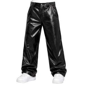 Pantalones de Cuero Negros Clásicos para Hombre, Cintura Baja, Elásticos, Ajustados, con Bolsillo, Traje de Discoteca, Ropa de Club Personalizada - Product Image 5