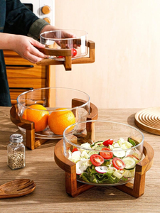 Soporte de Bambú Natural para Frutero, Diseño Moderno en Cruz, Soporte Decorativo para Tazón de Vidrio, Mesa de Cocina o Comedor - Product Image 6