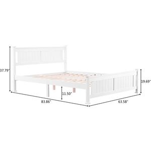 Struttura letto matrimoniale in pino bianco con pannelli verticali e costruzione in compensato - Product Image 2