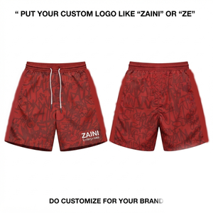 Premium 110 GSM Polyester Microfiber Casual Shorts <b>Red</b> Solid Front <b>Silk</b> Screen Printed Custom Logo OEM Sportswear - Product Image 1