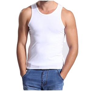 <b>Men's</b> <b>White</b> O-Neck Tank Top Solid Color Casual Sleeveless <b>Vest</b> Knitted Cotton Workout Shirt <b>Men's</b> Tank Tops - Product Image 1