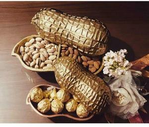Gold Metal Apple Shaped Serving <b>Bowl</b> <b>with</b> Stem <b>Lid</b> Handmade Decorative Dish - Product Image 4