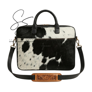 Western Cowhide Leather Laptop <b>Bag</b> Handmade Tooled Briefcase Messenger <b>Bag</b> for Men Women Hair On Hide Satchel Office <b>Work</b> <b>Bag</b> - Product Image 4