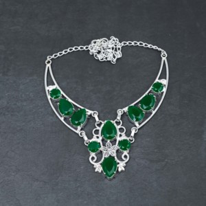 Collier en argent sterling 925 pur léger avec pierre précieuse Larimar naturelle, best-seller, fournisseur de bijoux en onyx vert - Product Image 2