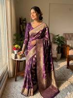 LD CREATION Saree Banarasi de Luxe en Soie Pure, Tissage Zari Doré, Pallu Riche, Réversible, pour Mariage Traditionnel Indien et Soirée de Créateur