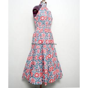 Robe midi à imprimé floral multicolore, robe d'été à manches longues, robe en coton tendance, tenue de soirée occidentale, robe une pièce pour femmes - Product Image 4