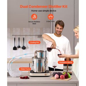 Alambicco in Acciaio Inossidabile da 3 Galloni/11,4 L con Serpentina in Rame, Kit per la Fermentazione Domestica di Acqua e Alcol - Product Image 2