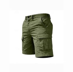Shorts cargo pour homme, couleur unie, taille mi-haute, fermeture éclair, confortables, décontractés, style bermuda avec poches, en toile de coton tissée - Product Image 4