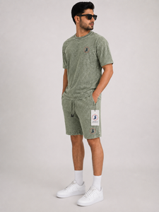 Men Acid Wash Summer <b>Set</b> Oversized Casual Outfit Featuring Acid Wash T Shirt And Matching Shorts For Streetwear Travel Beach - Product Image 2
