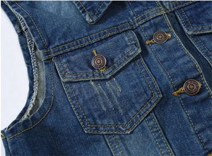 Double-Breasted Denim Waistcoat – Slim Fit Sleeveless Jean Vest for Smart-Casual Dressing - Product Image 6