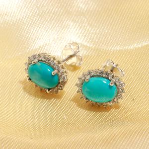 Jewelry For Women <b>Silver</b> Boho Style <b>Stud</b> Earrings Jewelry 925 Sterling <b>Silver</b> Turquoise Gemstone Trending Handmade Earrings - Product Image 2