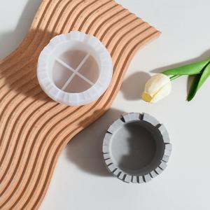 Irregular Vertical Stripes Storage Bowl Succulent Flower Pot Pot Candle Cup Storage Resin Candle <b>Silicone</b> Mold - Product Image 3