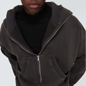 Fabricants de vêtements OEM tendance streetwear, personnalisés, 100% coton épais, écologiques, à carreaux, patchwork, color block, avec fermeture éclair - Product Image 5