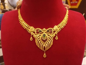 22K Solid Gold <b>Necklace</b> Women Meenakari Enamel Work Traditional Indian Bridal Jewelry Handmade Fine Gold Wedding <b>Necklace</b> - Product Image 1