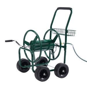 Carrello Avvolgitubo da Giardino Mobile a 4 Ruote Rinforzato, Capacità Tubo 250 ft, Acciaio Verniciato a Polvere Regolabile per Esterni - Product Image 1