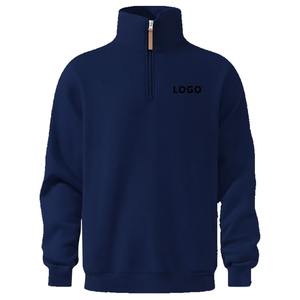 Sudadera con capucha y cremallera de un cuarto, personalizable con logo, hombros caídos y cremallera extragrande. Sudadera deportiva con media cremallera. - Product Image 1