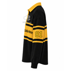 Chemise de rugby rayée en piqué pour femmes de la sororité NCBW, col polo à manches longues, pull à blocs de couleur, haut brodé avec motif - Product Image 3