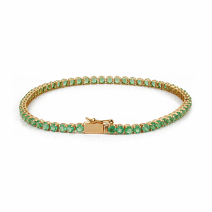 Bracelet empilable élégant en or jaune 14 carats, design nouveau, léger, 100 % émeraude véritable, fermoir boîte, fait main, unisexe. - Product Image 5