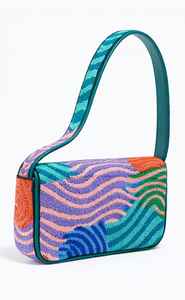 Bolso de Hombro de Lujo Hecho a Mano con Cuentas para Mujer, Diseño Abstracto de Ondas, Colorido, de Diseñador, Moderno, de Boutique - Product Image 2
